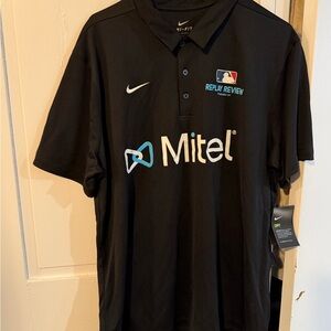 Nike Black Dri-FIT Polo with Mitel and MLB Logos